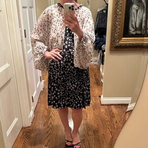 BCBGMaxAzria Black Star Mini Dress with Cream Floral Cover-Up